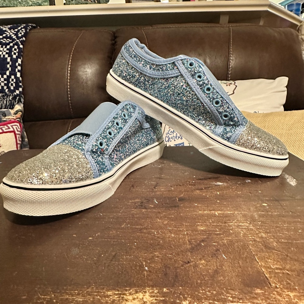 Glittery Blue and Silver Women's Sneakers